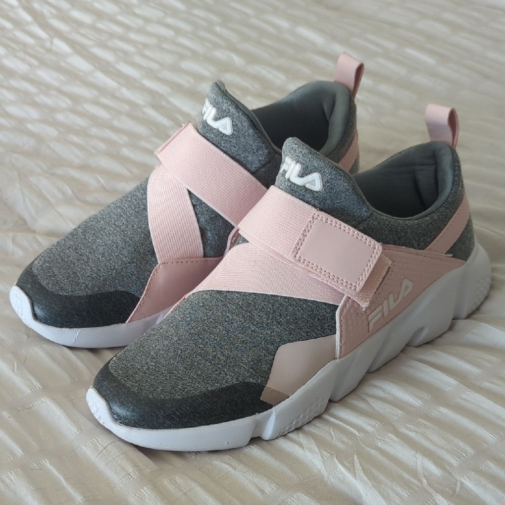 FILA Pink And Gray Elastic Strap Slip On Tennis Shoe Size Women's 9